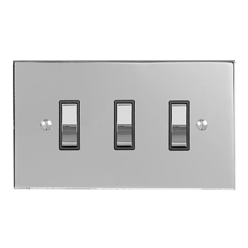 Modular Grid Switches Jim Lawrence 3 Gang Chrome Grid Switch Nickel Bevelled Plate WEB3260NIZ