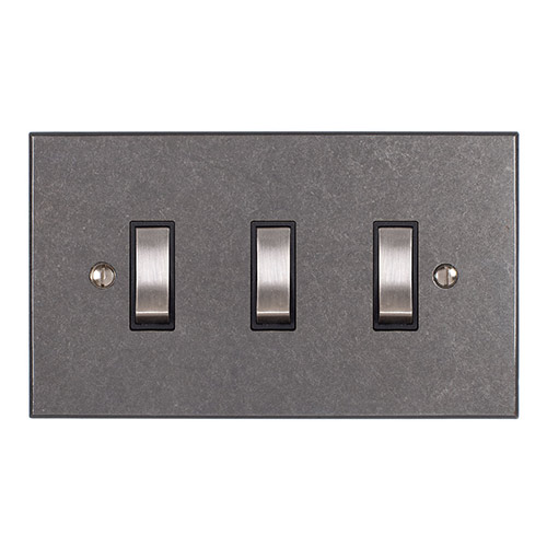 Modular Grid Switches Jim Lawrence 3 Gang Steel Grid Switch Polished Bevelled Plate WEB