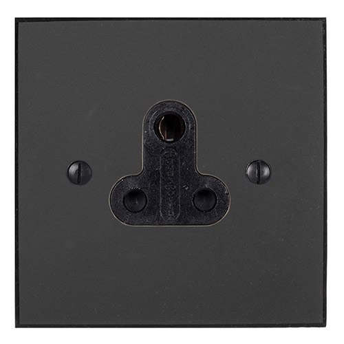 5amp Round Pin Socket Beeswax Bevelled Plate, Black Insert
