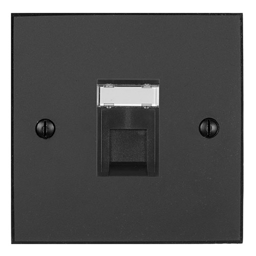 1 Gang Black RJ45 Socket Beeswax Bevelled Plate