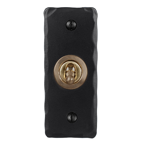 1 Gang Brass Dolly Architrave Switch Matt Black Hammered Plate