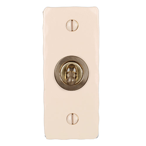 1 Gang Brass Dolly Architrave Switch Plain Ivory Hammered Plate