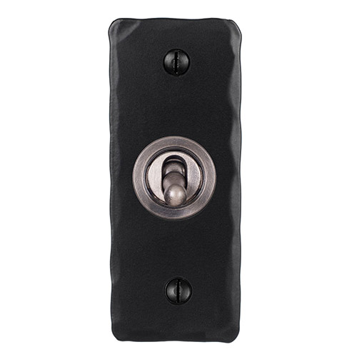 1 Gang Steel Dolly Architrave Switch Matt Black Hammered Plate