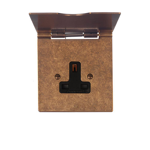 1 Gang 13amp Floor Socket in Antiqued Brass