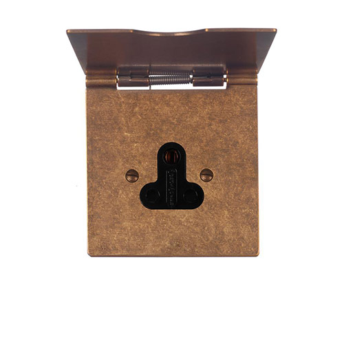 1 Gang 5amp Floor Socket in Antiqued Brass