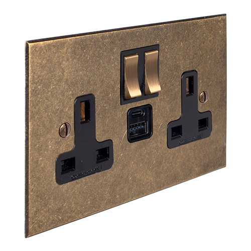 13amp 2 Gang USB-A/C Port Plug Socket