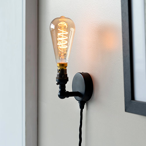 Thorpe Plug-in Wall Light with vintage bulb