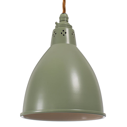 Barbican Pendant Light in Shaker Green (inside Ivory)