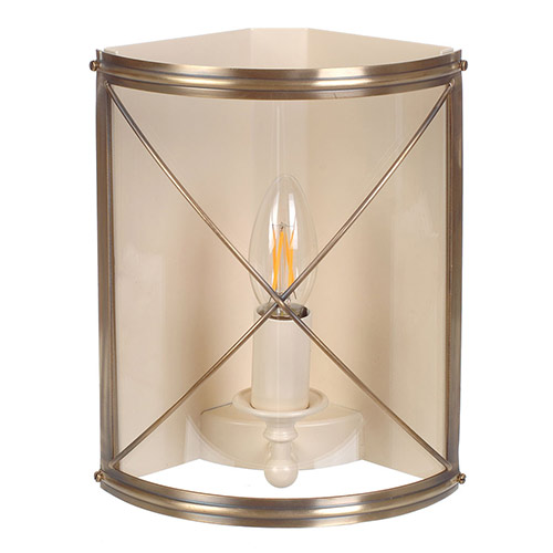 Hamilton Corner Wall Light in Antiqued Brass