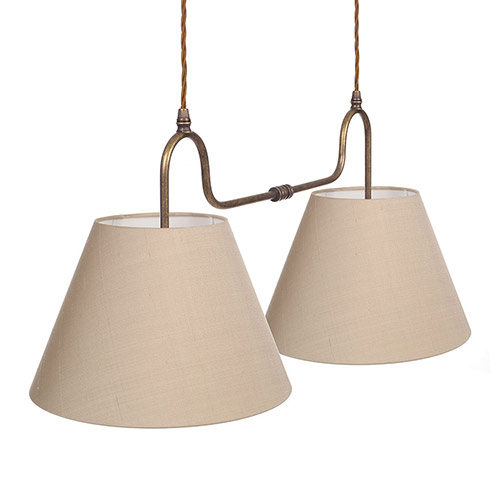 Barchester Double Pendant Light in Antiqued Brass