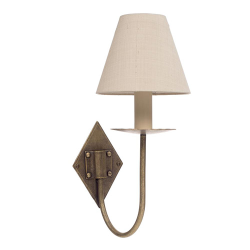 Single Diamond Wall Light in Antiqued Brass