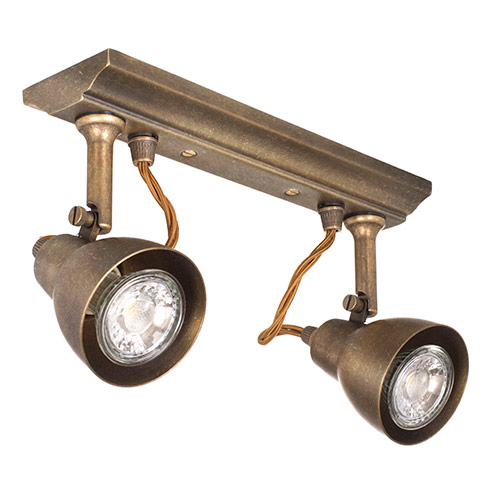 Edgeware Spotlights in Antiqued Brass - 2 Spots