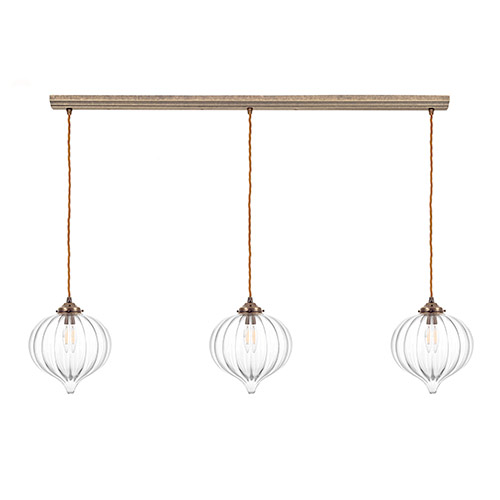 Ava Triple Pendant Track in Antiqued Brass