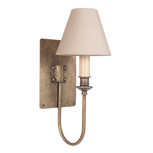 Single Station Wall Light in Antiqued Brass