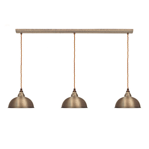 Butler Triple Pendant Track in Antiqued Brass 