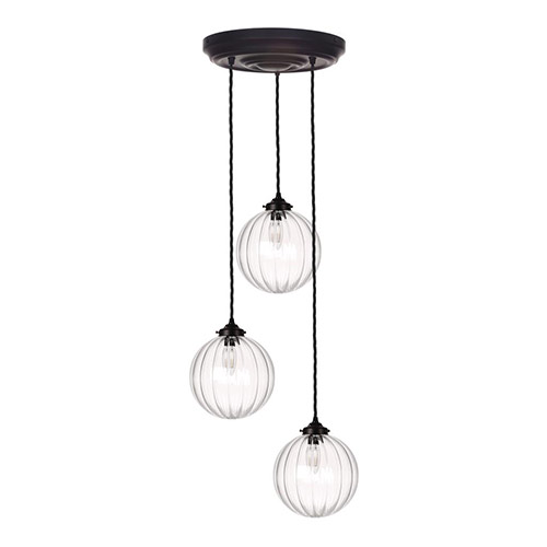 Fulbourn Triple Pendant Rose in Matt Black