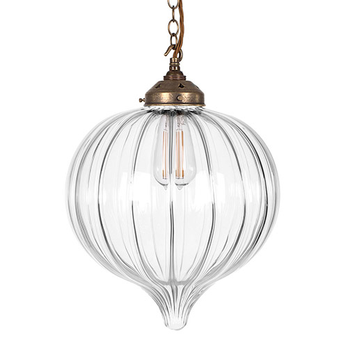 Orla Glass Pendant Light in Antiqued Brass