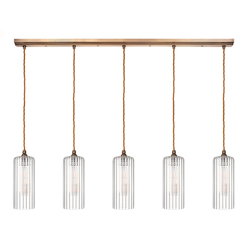 Westbourne Five Pendant Track in Antiqued Brass 