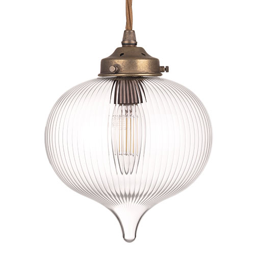 Mia Fine Fluted Pendant Light in Antiqued Brass