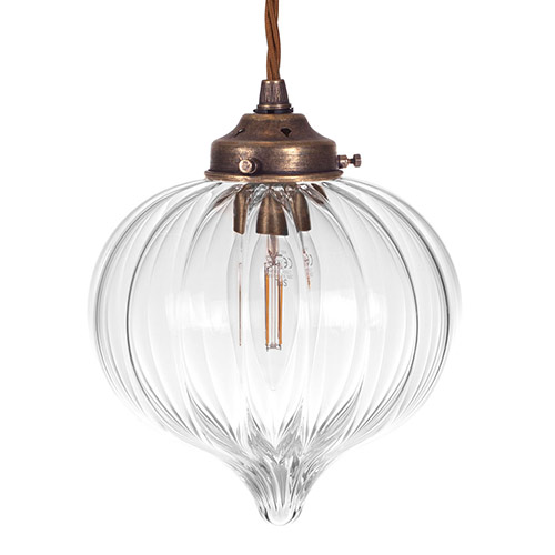 Mia Glass Pendant Light in Antiqued Brass