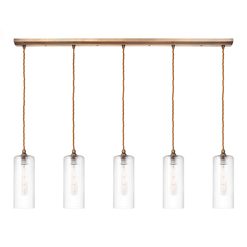 Lambourne Five Pendant Track in Antiqued Brass