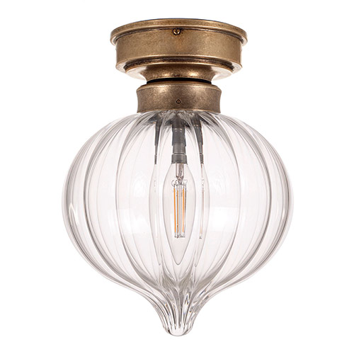 Mia Flush Fitting Ceiling Light in Antiqued Brass