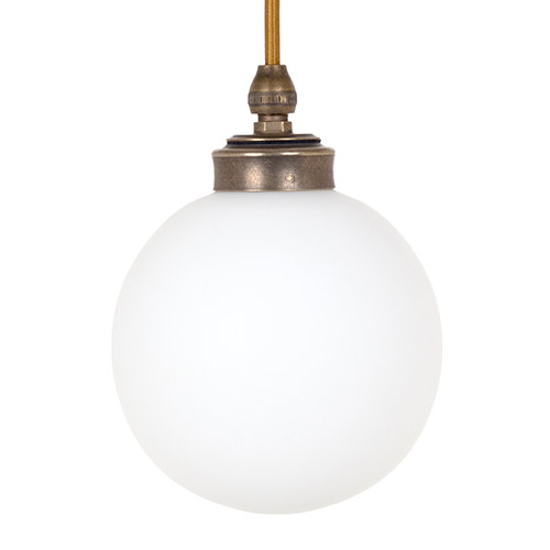 Compton Opal Bathroom Pendant Light in Antiqued Brass