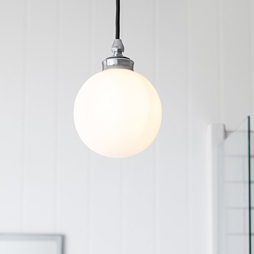 Compton Opal Bathroom Pendant Light in Nickel