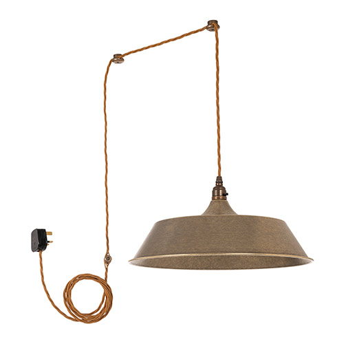 Balmoral Plug-In Pendant in Antiqued Brass 