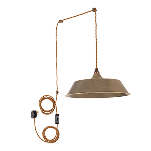 Balmoral Plug-In Pendant with Inline Switch in Antiqued Brass