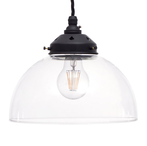 Shotley Glass Pendant Light in Matt Black