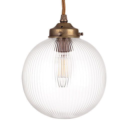 Putney Fine Fluted Pendant Light in Antiqued Brass