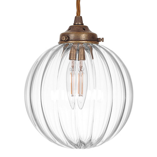 Putney Glass Pendant Light in Antiqued Brass