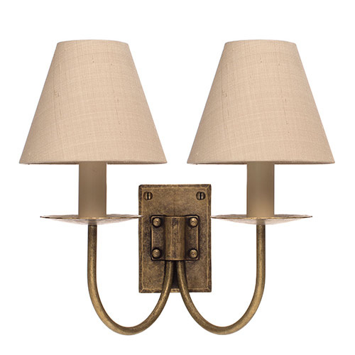 Double Smuggler's Wall Light in Antiqued Brass