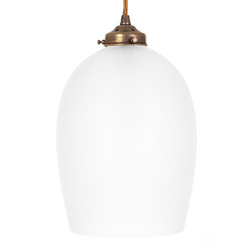 Walcot Pendant Light, Frosted Glass, in Antiqued Brass