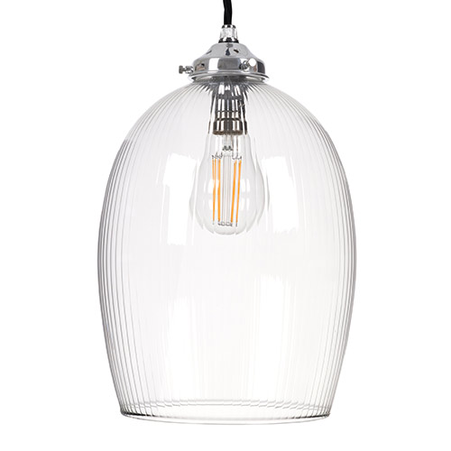 Walcot Fine Fluted Pendant Light in Nickel 