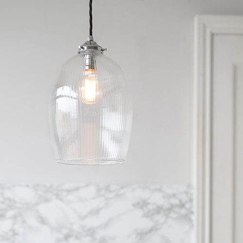 Walcot Fine Fluted Pendant Light in Nickel 