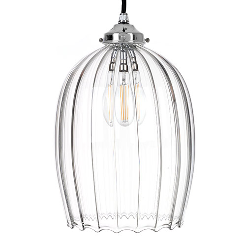 Walcot Fluted Pendant Light in Nickel