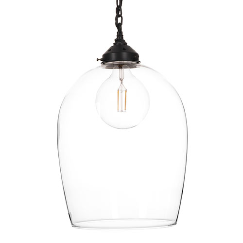 Chalford Glass Pendant Light in Matt Black