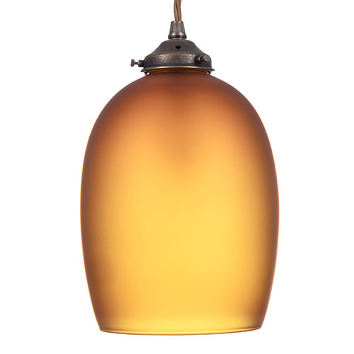 Clifton Amber Pendant Light in Antiqued Brass