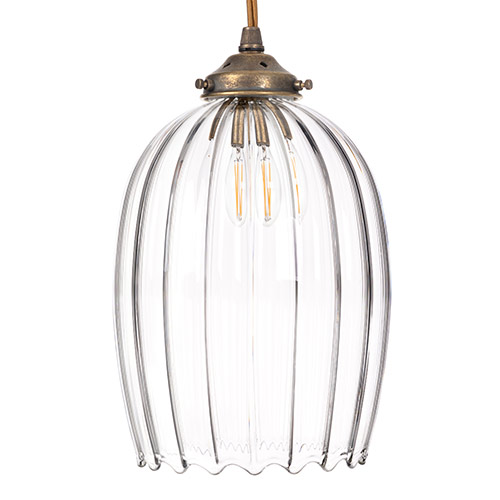 Clifton Fluted Pendant Light in Antiqued Brass 