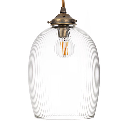 Clifton Fine Fluted Pendant Light in Antiqued Brass 