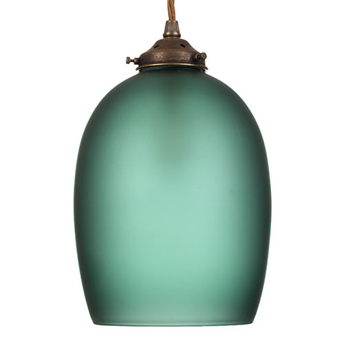 Clifton Teal Pendant Light in Antiqued Brass