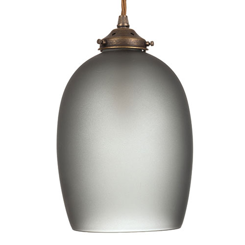 Clifton Smoked Pendant Light in Antiqued Brass