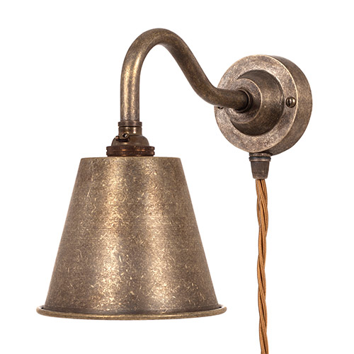 Club Plug-In Wall Light in Antiqued Brass