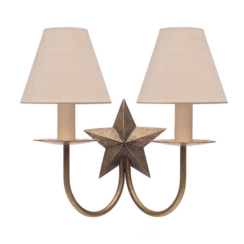 Double Star Wall Light in Antiqued Brass