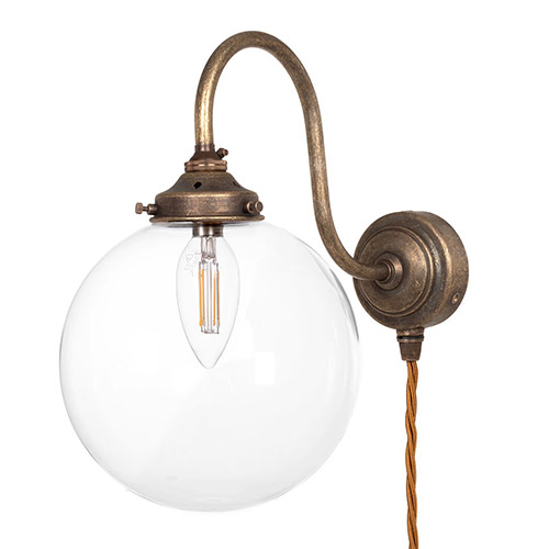 Compton Plug-In Wall Light in Antiqued Brass