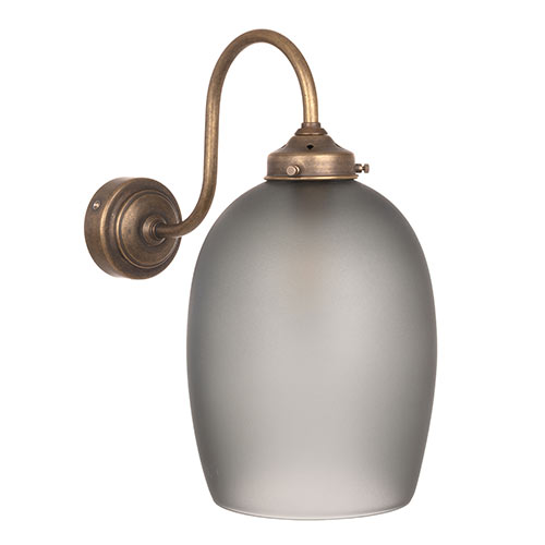 Clifton Smoked Wall Light in Antiqued Brass