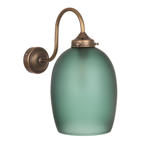 Clifton Teal Wall Light in Antiqued Brass