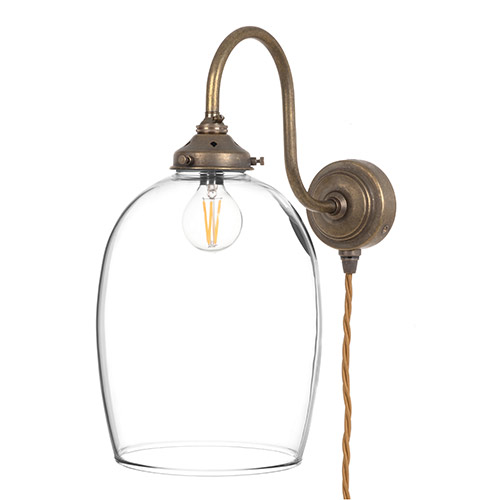 Clifton Plug-In Wall Light in Antiqued Brass 